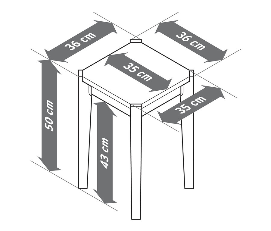 Dimensions du tabouret en bois de frêne.