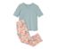 Pyjama bleu clair à manches courtes et pantalon à imprimé floral.