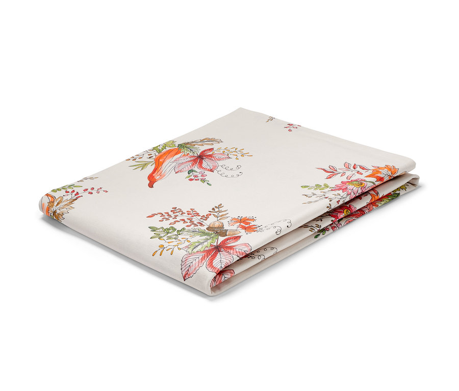 Nappe pliée, env. 150 x 255 cm, avec motif floral.