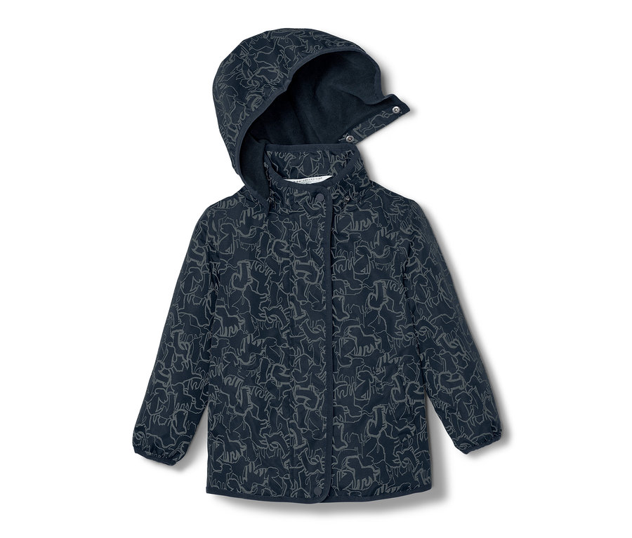 Veste de pluie thermique pour enfant bleu marine avec éléments réfléchissants.