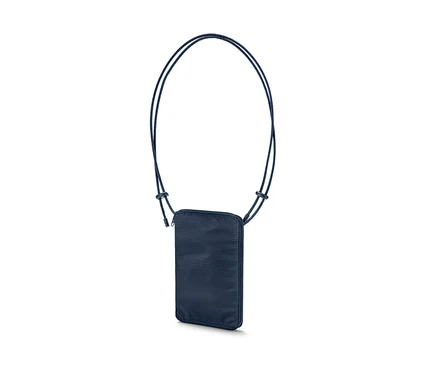 Pochette de poitrine de sécurité bleue avec cordon.
