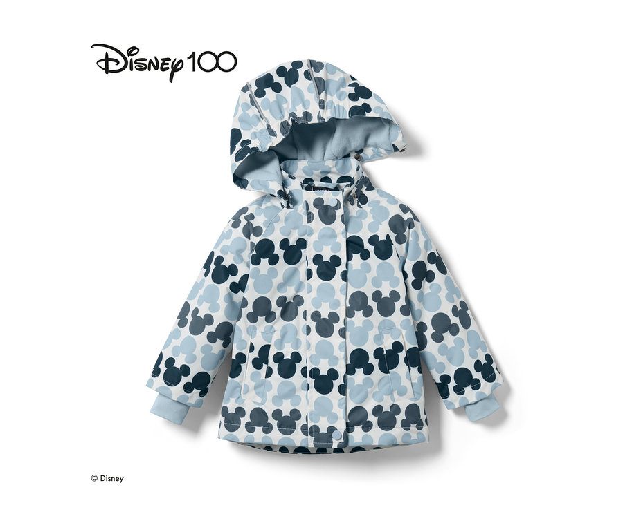 Veste imperméable thermique « Mickey » bleue avec motif Mickey Mouse.
