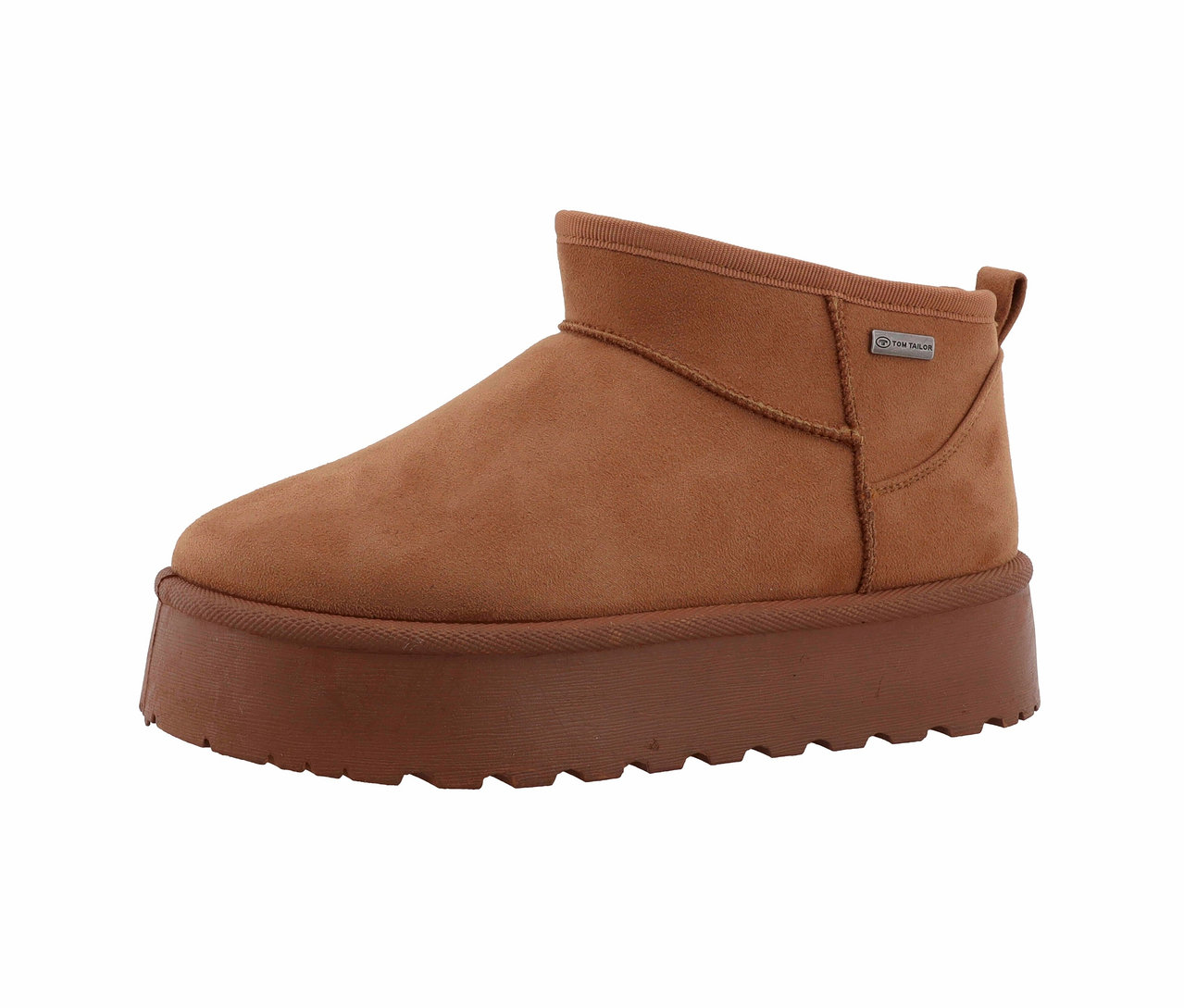 Boots fourrés marron Tom Tailor avec une semelle épaisse.