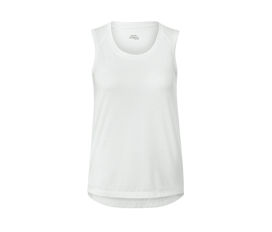 Un débardeur de sport blanc d'un ensemble deux pièces.