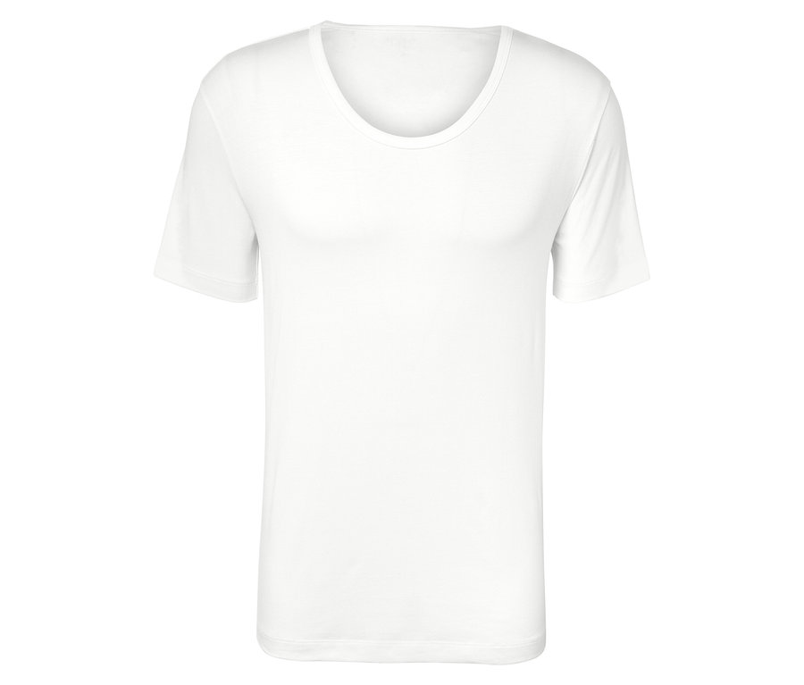 T-shirt blanc à manches courtes et col rond.