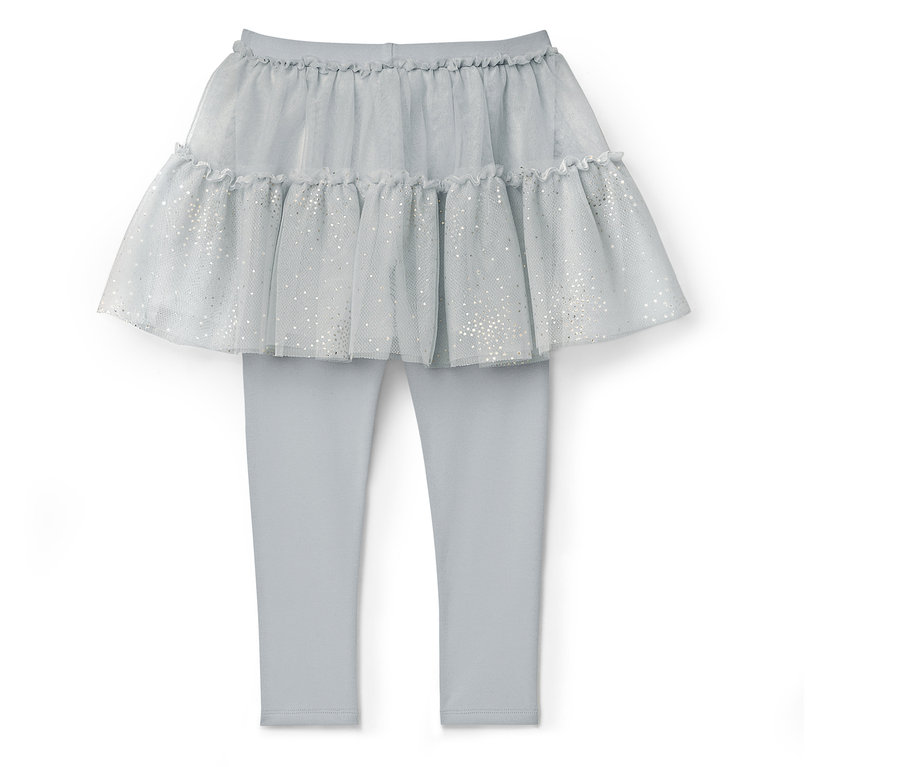 Leggings bleu clair avec jupe en tulle bleu clair à volants.