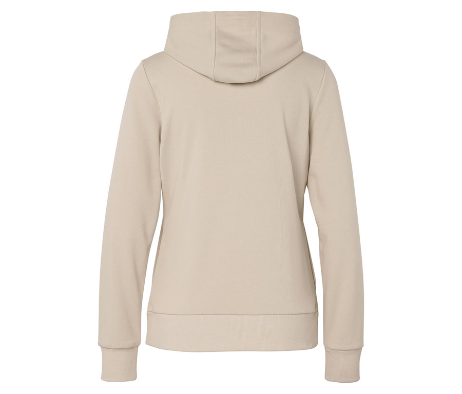 Vue arrière d'un sweat à capuche beige.