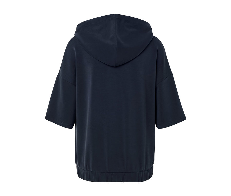Pull à capuche bleu foncé en mélange de modal.