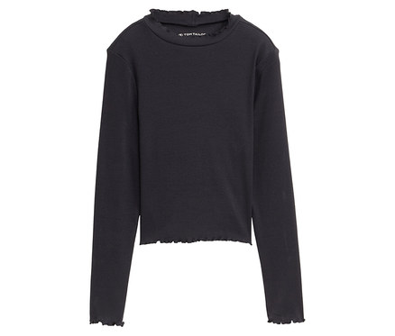 T-shirt à manches longues côtelé pour enfant Tom Tailor, gris foncé
