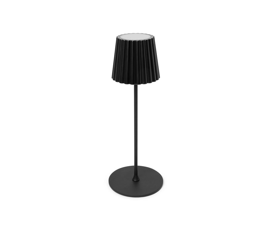 Lampe de table d’extérieur à LED rechargeable noire.