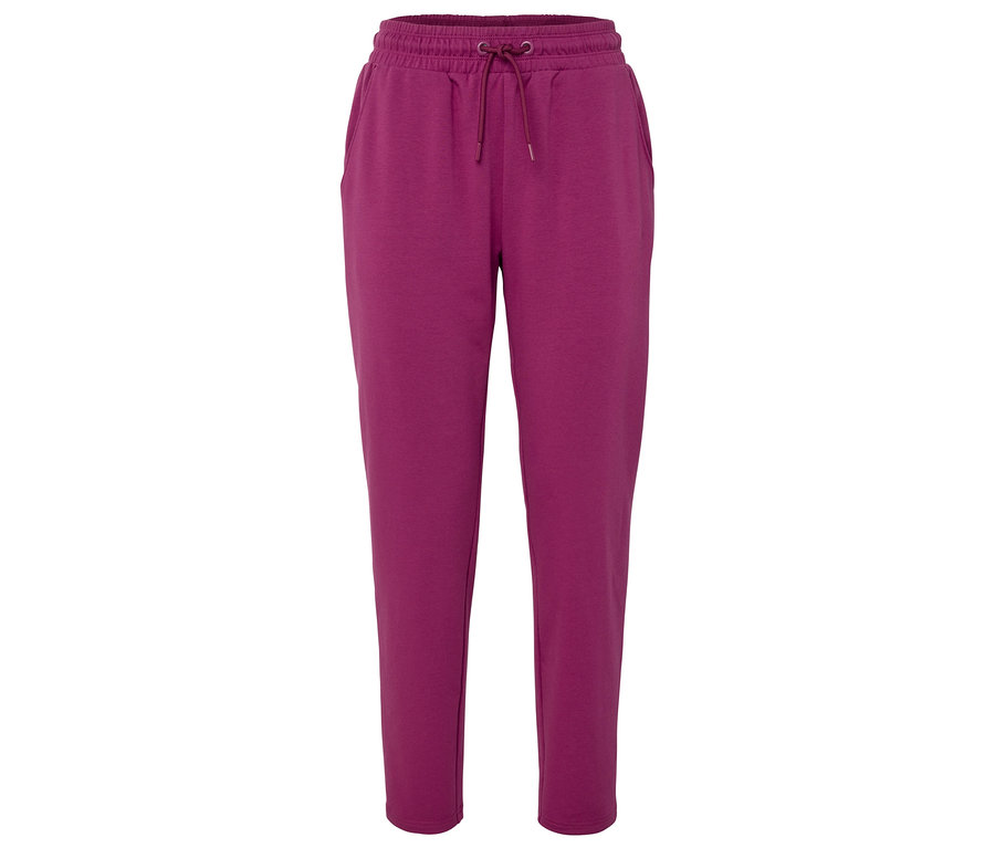 Pantalon de survêtement violet avec cordon de serrage à la taille.