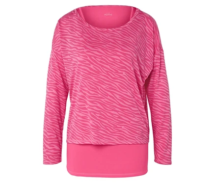 Tunique rose à manches longues et motif animalier pour femme.