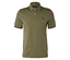 Polo olive avec accents bleu marine au col et aux manches.