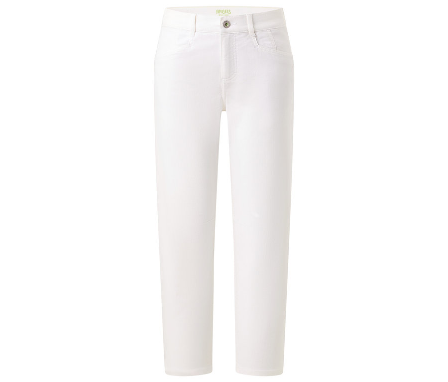 Jean blanc longueur cheville avec poches et fermeture boutonnée.