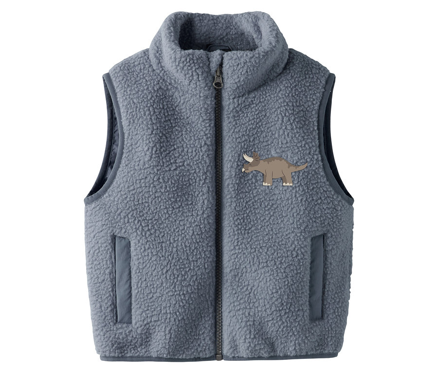Gilet en teddy gris NAME IT avec fermeture éclair et application dinosaure.