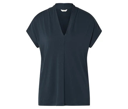 T-shirt bleu marine avec col en V.