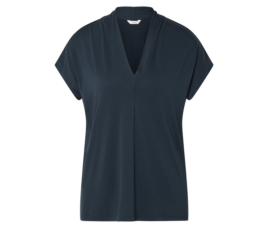 T-shirt bleu marine avec col en V.