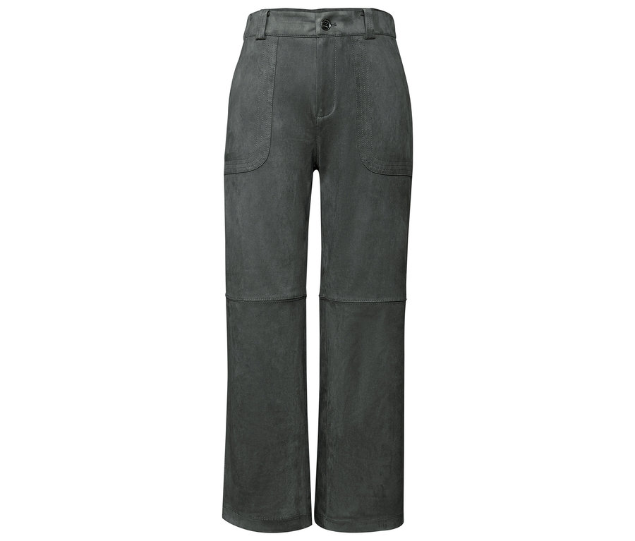Un pantalon de velours gris Straight Leg Street One est visible sur un fond blanc.