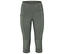 Gros plan sur un legging gris trois quarts taille haute avec une poche latérale.