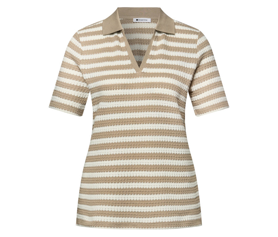 Pull en maille Street One rayé avec col en V et manches courtes.