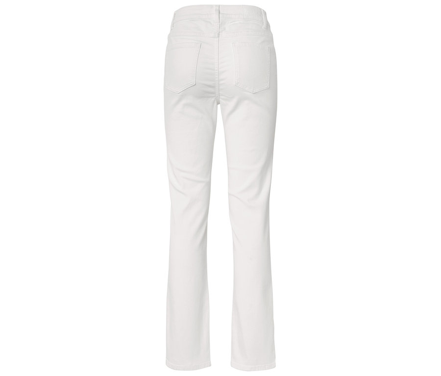 Vue arrière d'un pantalon blanc à jambes droites.