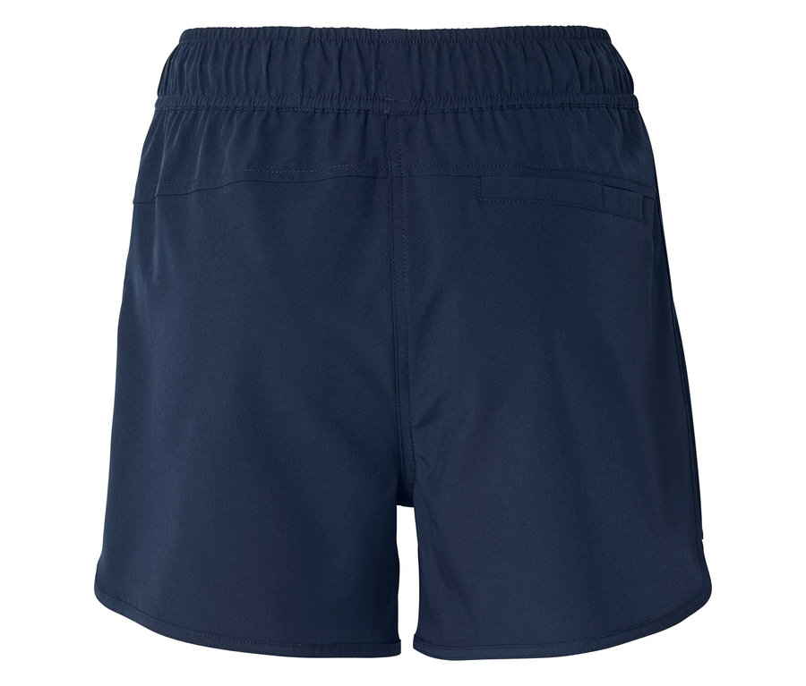 Vue arrière d'un short bleu marine avec taille élastique et poches.