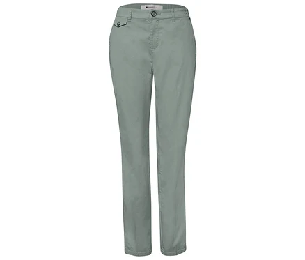 Pantalon chino Street One couleur menthe, posé à plat sur un fond blanc.