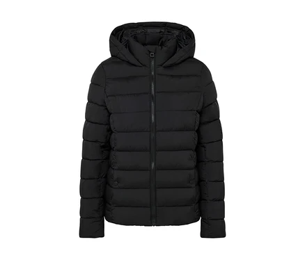 Veste matelassée noire à capuche.