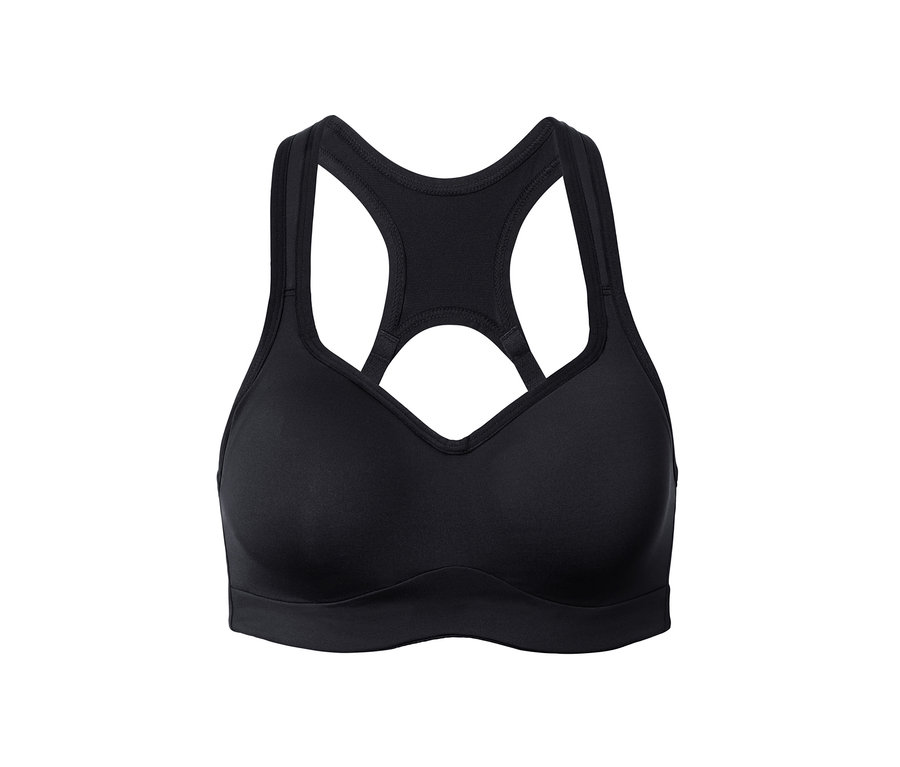 Soutien-gorge de sport noir avec dos nageur.