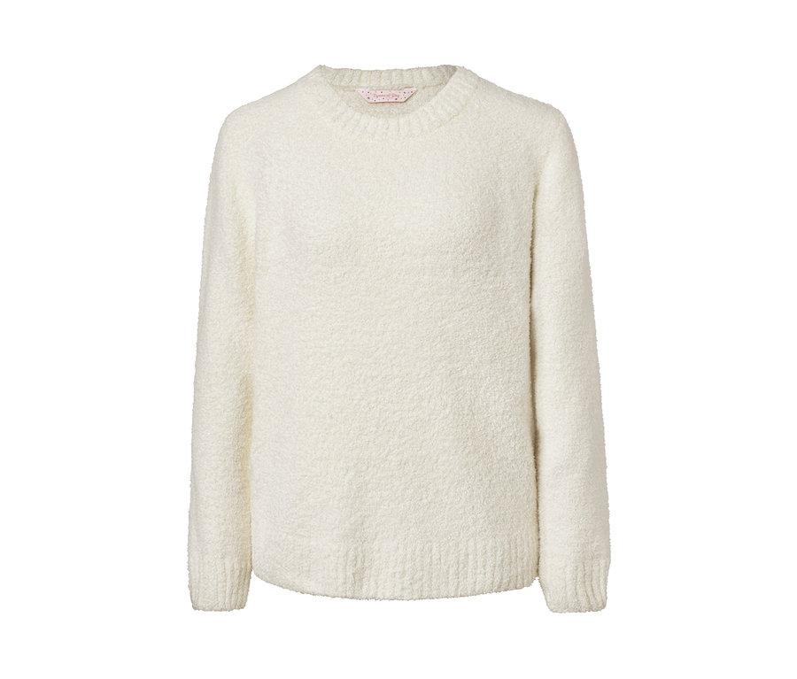 Un sweat-shirt moelleux couleur crème.