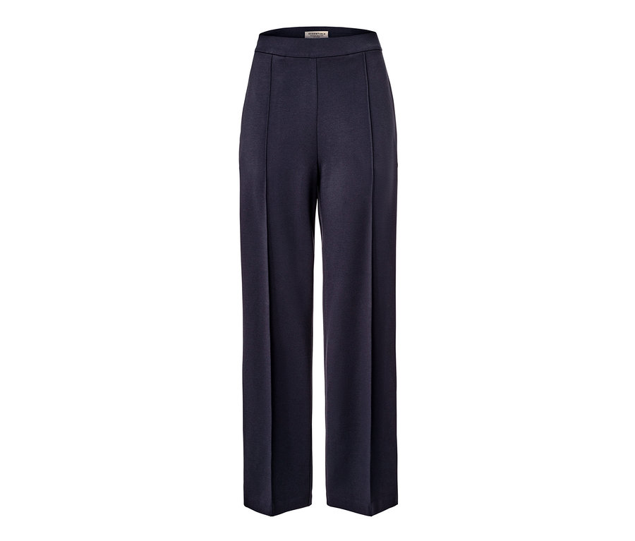 Pantalon en jersey bleu foncé avec nervure.