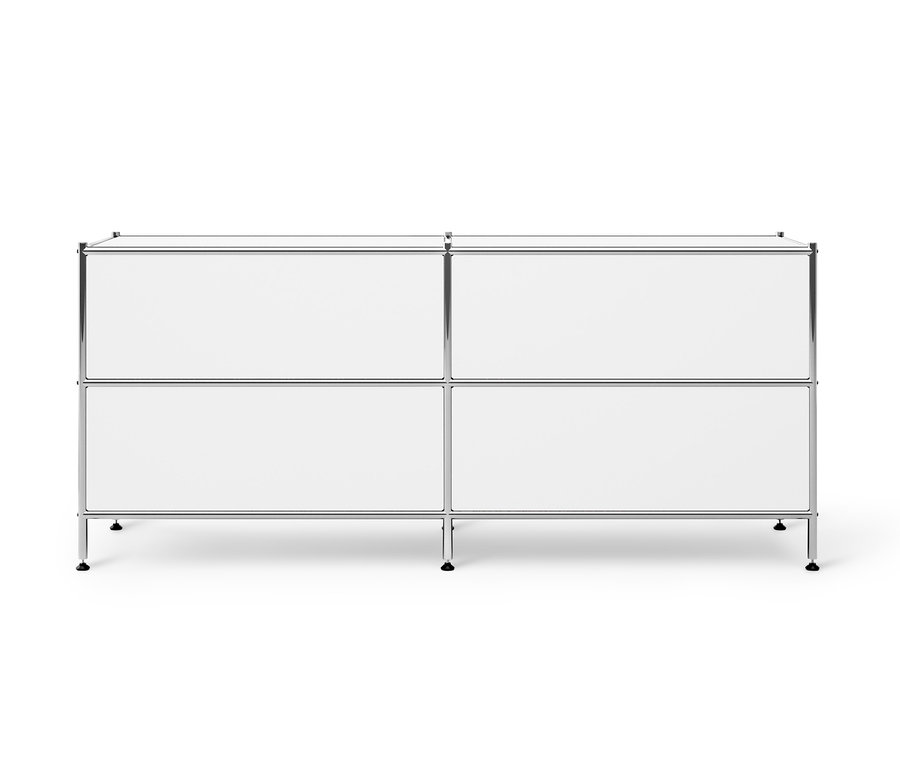 Meuble bas en métal « CN3 » blanc avec 4 tiroirs.