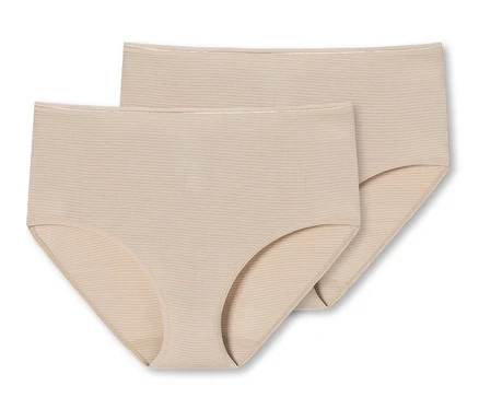 Deux midi slips SCHIESSER couleur sable avec modal et à rayures.