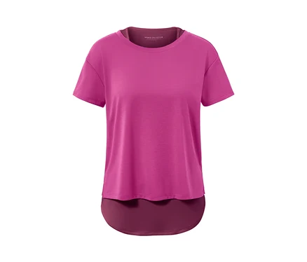 T-shirt de sport rose vif à manches courtes 2 en 1.