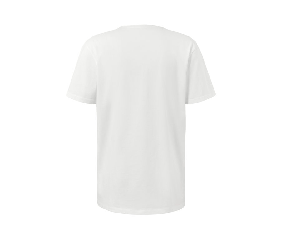 Détail du dos d'un lot de 2 t-shirts blancs à encolure en V et manches courtes.
