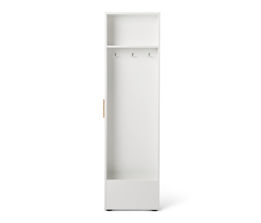 Armoire universelle blanche avec espace de rangement latéral.