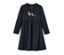Robe en jersey bleu marine pour bébé avec trois poussins canards.