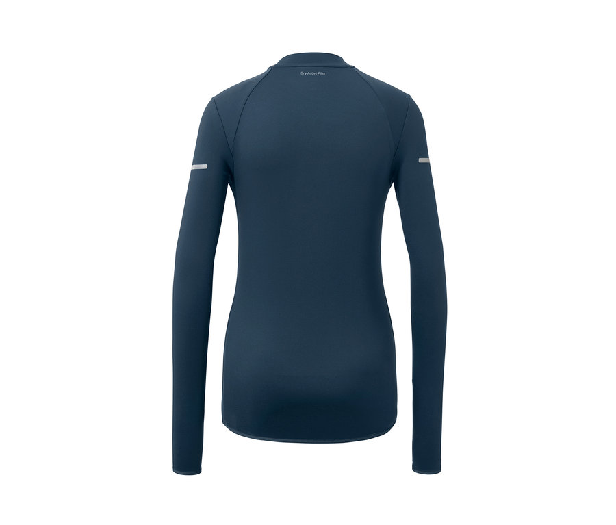 T-shirt fonctionnel bleu foncé à manches longues vu de dos.