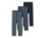 Trois leggings thermiques pour enfant, un avec des gouttes bleues.