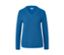 Pull en maille bleu avec un col en V.