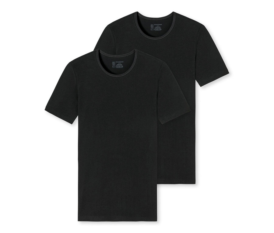 Deux t-shirts noirs SCHIESSER en coton bio.