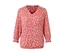 Blouse imprimée corail à manches longues et col en V.