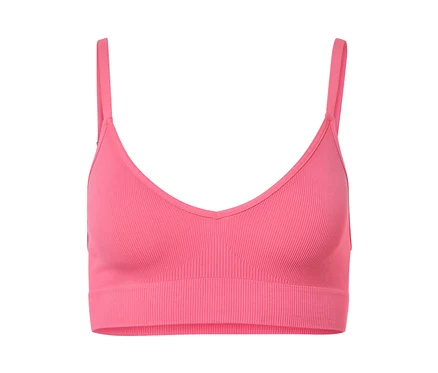 Gros plan d'une brassière seamless rose.
