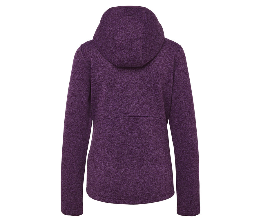 Vue arrière d'un sweat à capuche violet en molleton.