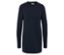 Robe en tricot bleu marine à manches longues sur fond blanc.