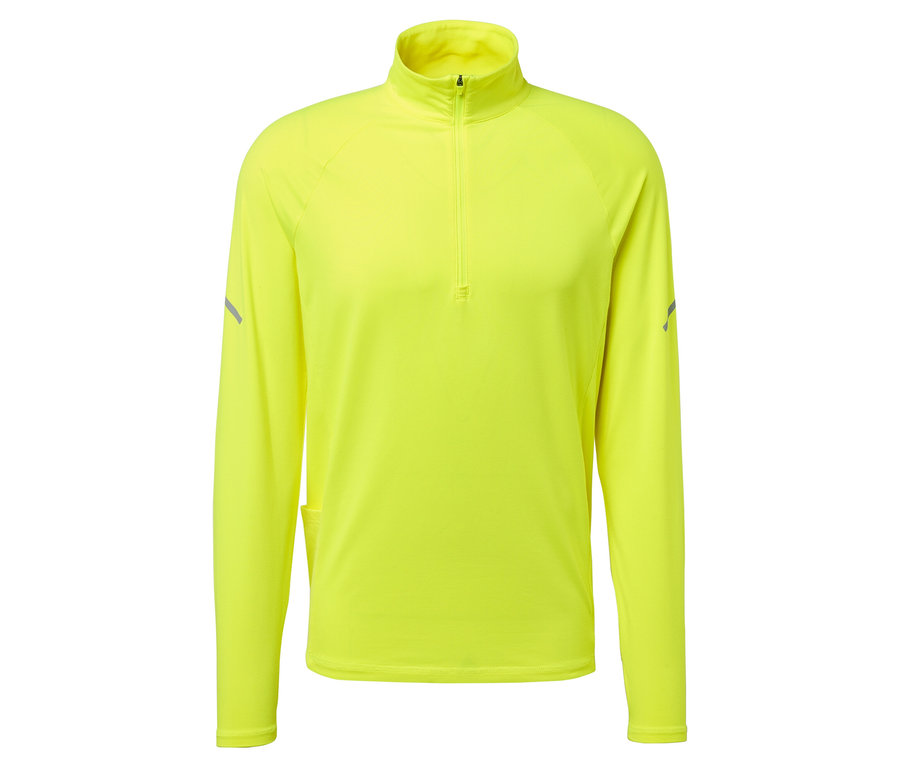 Haut jaune à manches longues avec fermeture éclair au col.