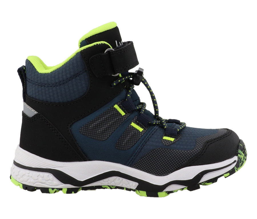 Chaussure LURCHI »Leonard-TEX« bleu et noire avec détails vert néon.