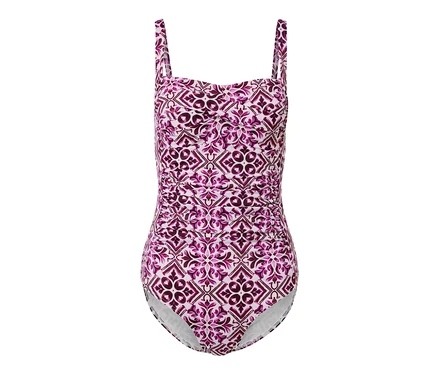 Maillot de bain modelant baies-blanc à motifs.