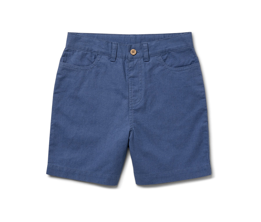 Short bleu pour enfant avec bouton.