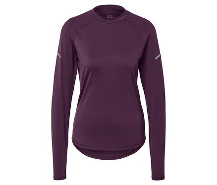 T-shirt de sport violet à manches longues sur fond blanc.